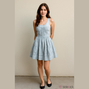 See By Chloe Dress Short Sleeveless Silver Taffeta Fit & Flare Halter Midi 4